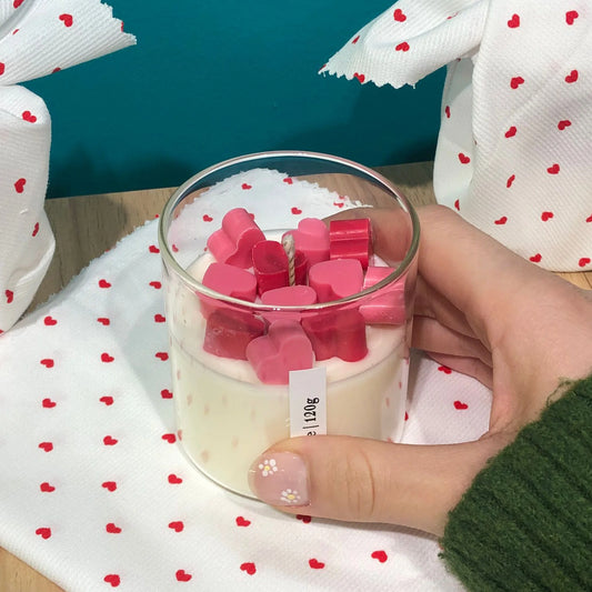 Bougie coeur parfumée à la rose ou à la madeleine